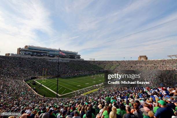 General view of Notre Dame Stadium during the game between the Notre Dame Fighting Irish and the Tennessee State Tigers on September 02, 2023 in...