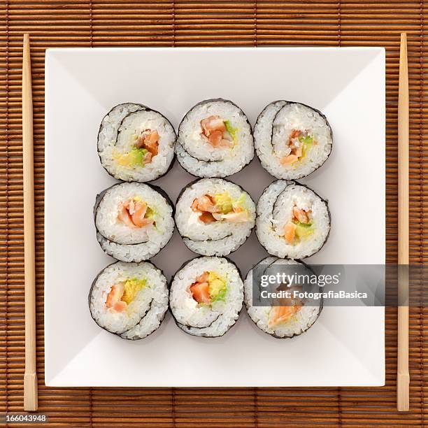 sushi - hand roll stock pictures, royalty-free photos & images