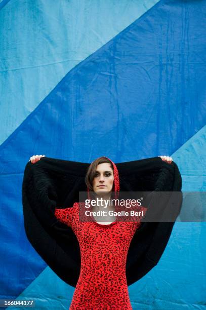 Portrait of French singer Yelle posing backstage at Get Loaded in the Park festival in Clapham Common, London on 16th of June 2011.
