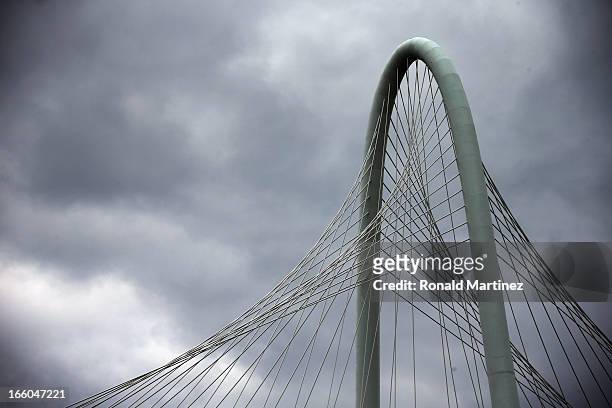View of the Margaret Hunt Hill Bridge on April 4, 2013 in Dallas, Texas. The bridge was opened in 2012 and was designed by Spanish architecht...
