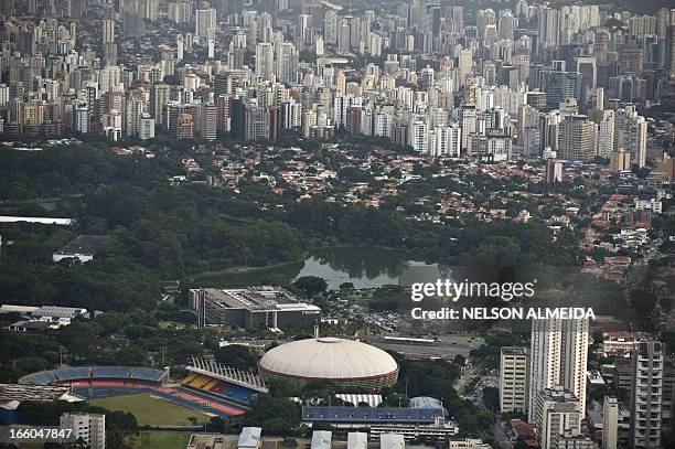 Aerial view of the Ibirapuera Park in dowtown Sao Paulo, Brazil, on April 4, 2013. AFP PHOTO / Nelson ALMEIDA