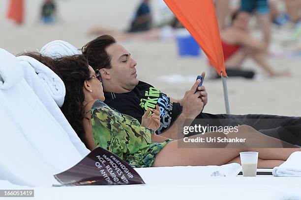 Cristian Castro and his ex wife Valeria Liberman are sighted on April 7, 2013 in Miami Beach, Florida.