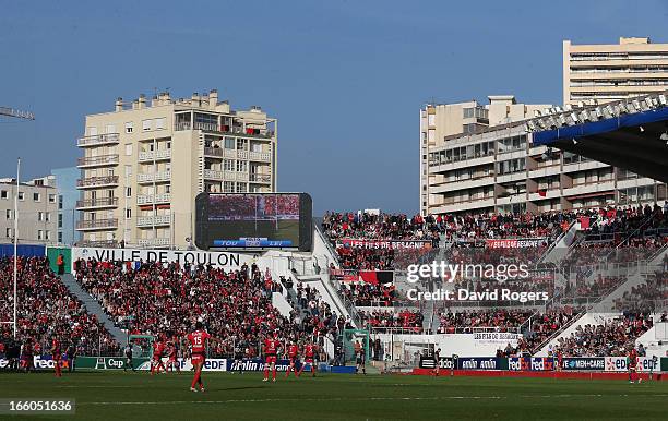 General view of the Stade Felix Mayol during the Heineken Cup quarter final match between Toulon and Leicester Tigers at Felix Mayol Stadium on April...