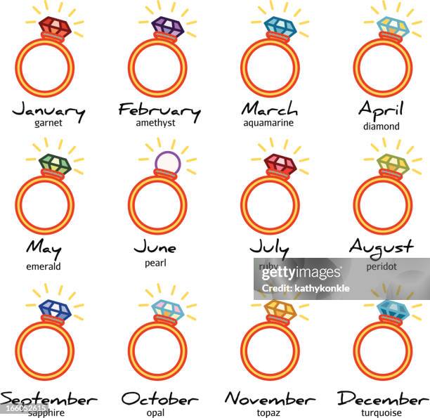 birthstone rings - topaz stock illustrations