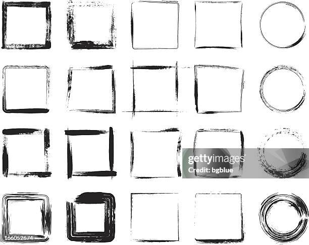 stockillustraties, clipart, cartoons en iconen met black grunge frame icons designs - krijttekening