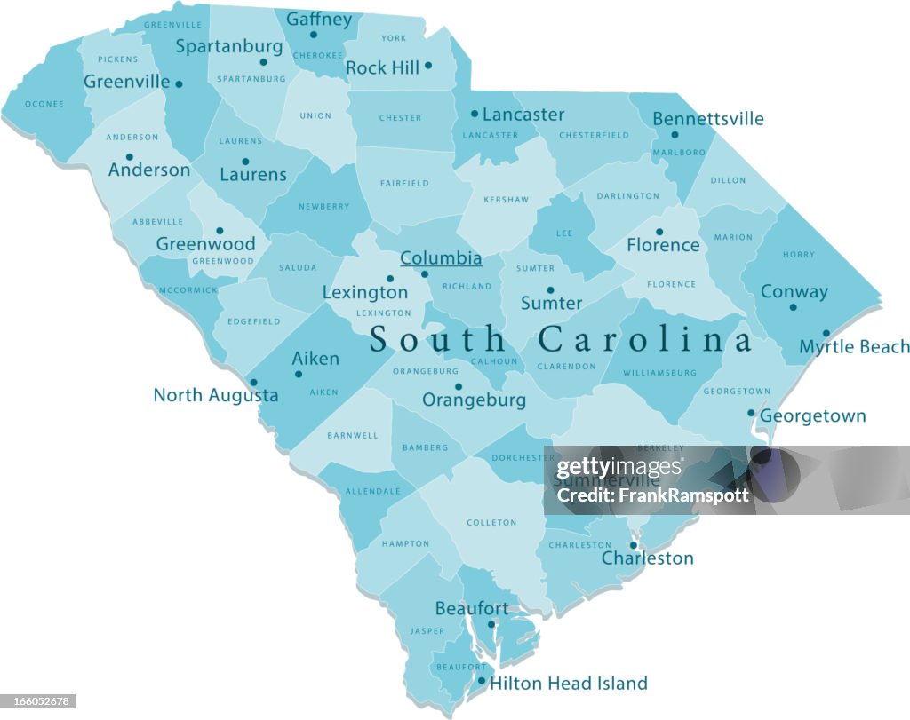 South Carolina Vector Map Regions Isolated