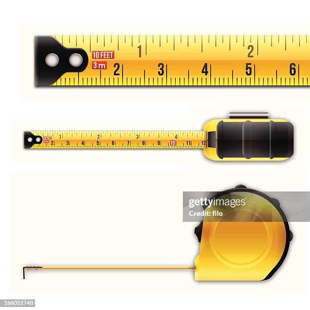 illustrazioni stock, clip art, cartoni animati e icone di tendenza di metro a nastro - measuring tape