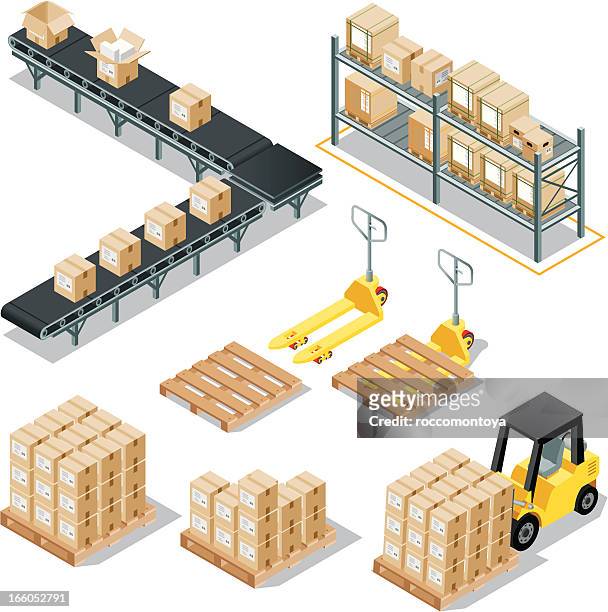 isometric logistik versand - fabrik stock-grafiken, -clipart, -cartoons und -symbole