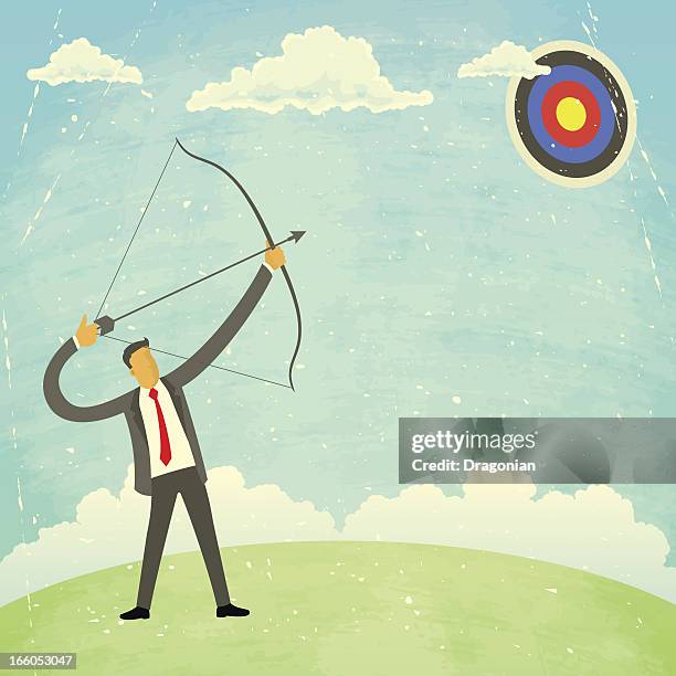 high target - bow arrow stock illustrations