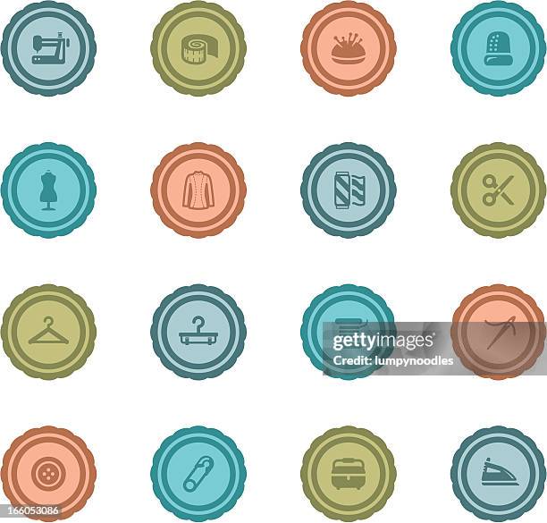 retro sewing badges - dry cleaning stock illustrations