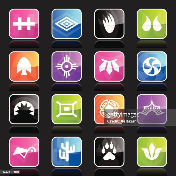 ubergloss icons - indian tribal - mohawk stock illustrations