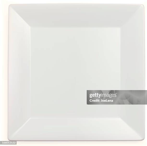 blank white square plate - square plate above stock illustrations