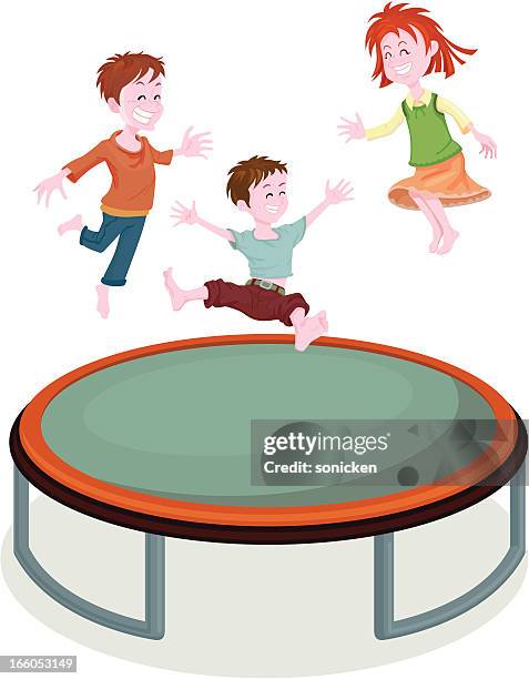 trampolining kids - trampoline jump stock illustrations