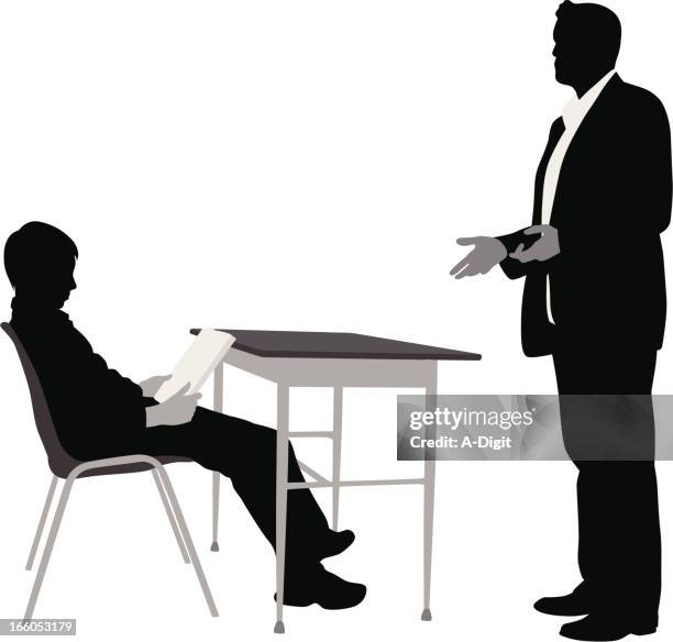 student'n teacher - two professionals talking stock illustrations