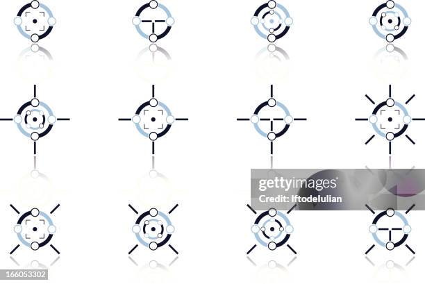 blue crosshairs set - machine gun stock illustrations