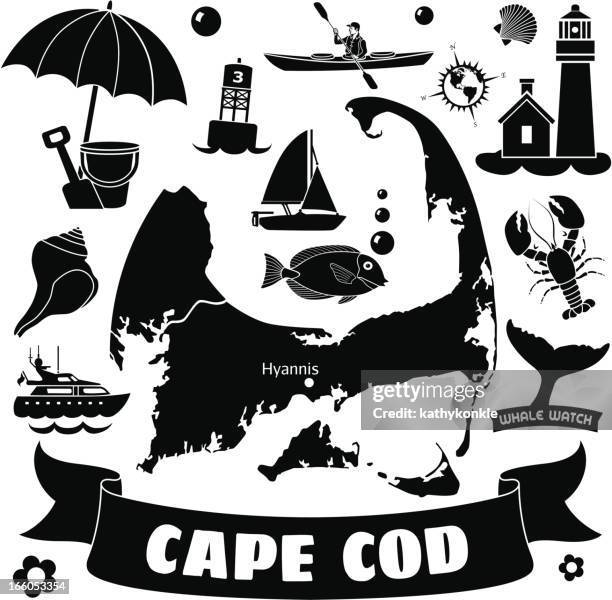 cape cod - massachusetts map stock illustrations