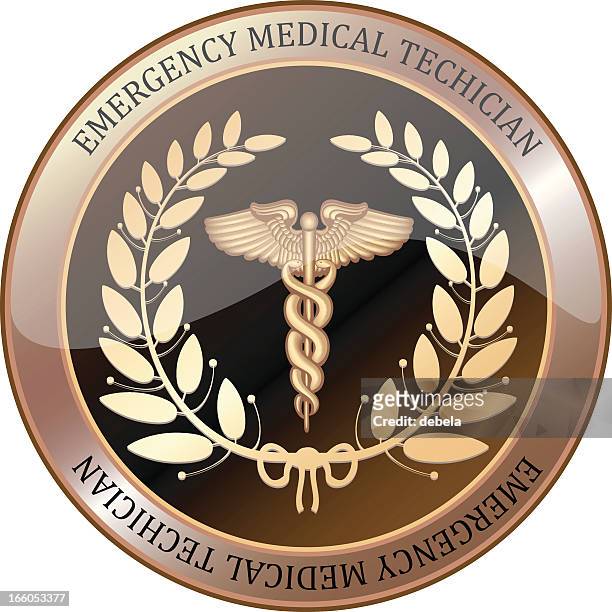 illustrazioni stock, clip art, cartoni animati e icone di tendenza di tecnico di emergenza medica shield - medical symbol