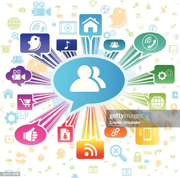 colorful speech bubbles - abstract network connection stock illustrations