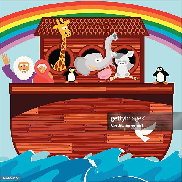 noah's ark - water penguin stock illustrations