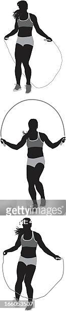 vector of woman jumping with rope - daisy dukes stock illustrations