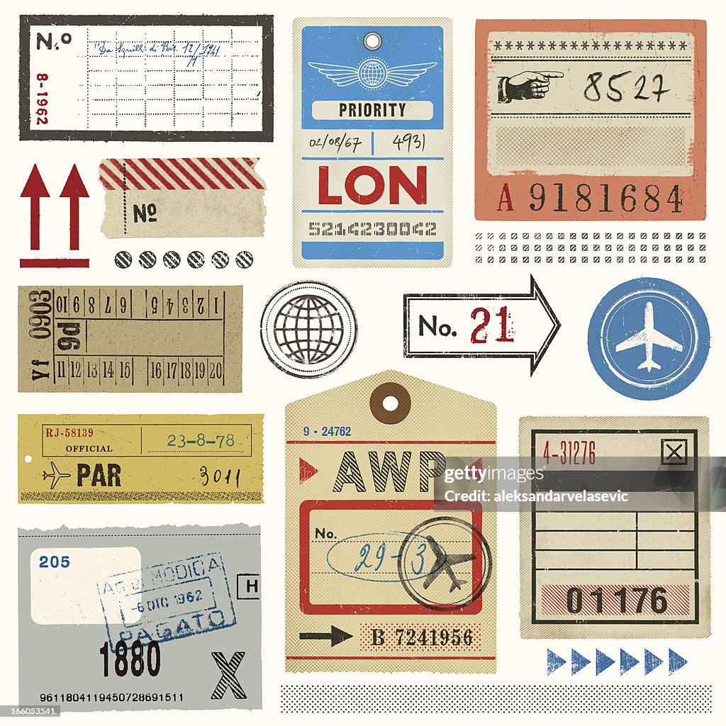 Baggage Tags,Tickets and Stamps