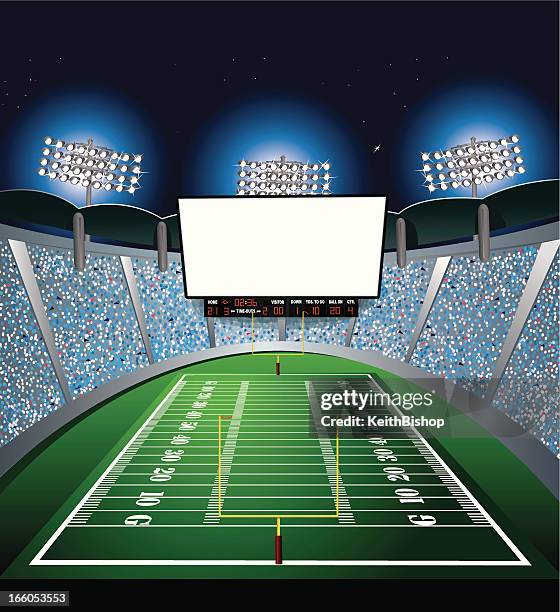 football stadium - jumbotron, large scale screen - american football field stadium stock illustrations