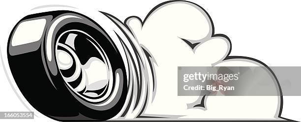 stockillustraties, clipart, cartoons en iconen met burn out wheel - autoband
