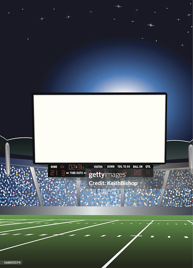 Jumbotron de pantalla gigante en el estadio de fútbol americano