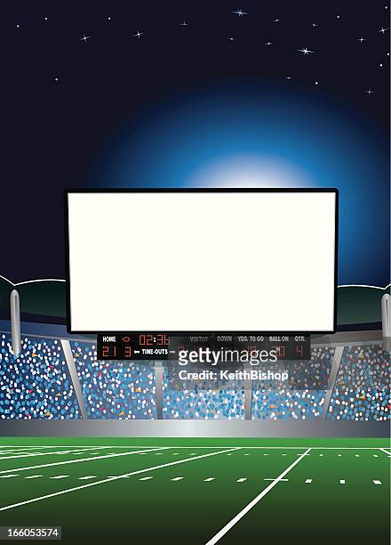 bildbanksillustrationer, clip art samt tecknat material och ikoner med jumbotron - large scale screen in football stadium background - american football on screen