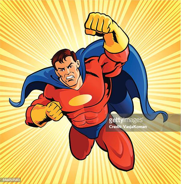 stockillustraties, clipart, cartoons en iconen met flying super hero - superhero