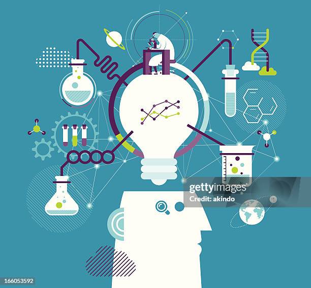 ilustraciones, imágenes clip art, dibujos animados e iconos de stock de & de investigación y desarrollo - science and technology