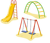 Park Playground Equipment set for Children Playing Stations