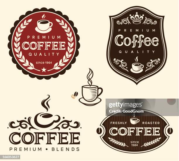 coffee labels set - coffee types stock illustrations