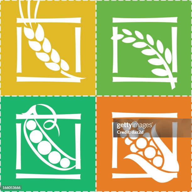 cereal icon set - corn stalk stock illustrations