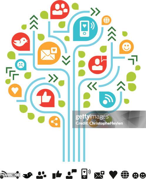 social media tree - profile stock illustrations