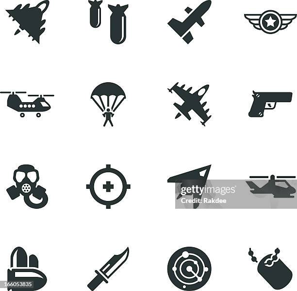 air force silhouette icons - army icon stock illustrations