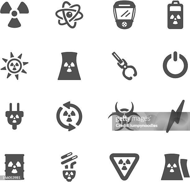 illustrazioni stock, clip art, cartoni animati e icone di tendenza di energia nucleare simboli - atomo
