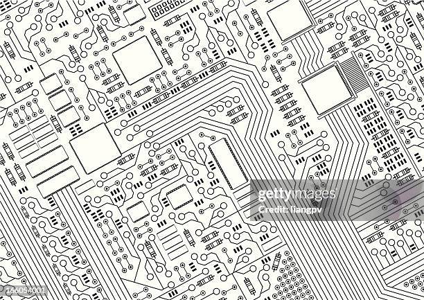 bildbanksillustrationer, clip art samt tecknat material och ikoner med a black and white picture of a circuit board - datorchip