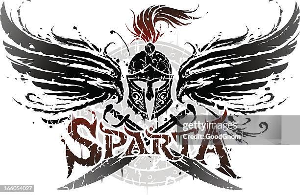 sparta-emblem - römisch stock-grafiken, -clipart, -cartoons und -symbole