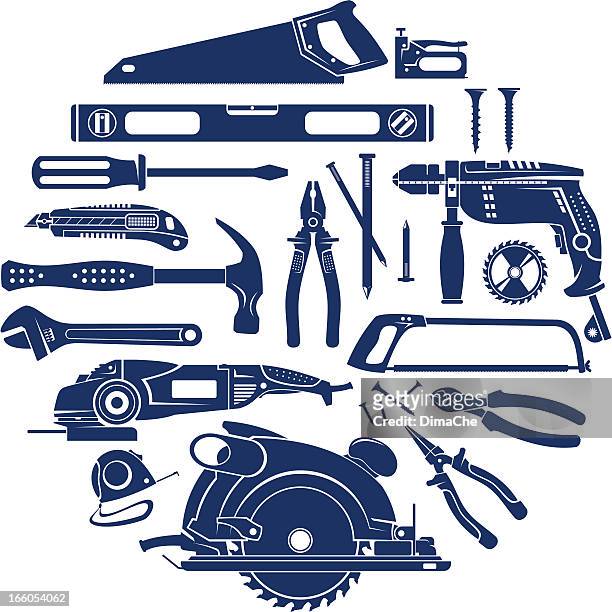 working tools - hand saw stock illustrations
