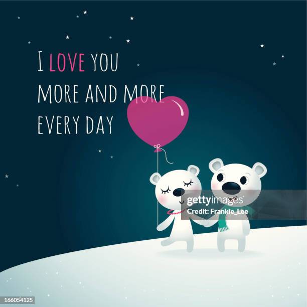 moonlit polar bears - date night stock illustrations