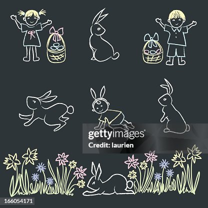 Easter themed chalk doodle elements. Easter themed chalk doodle elements.