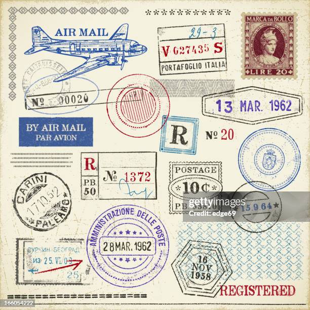 briefmarken - poststempel stock-grafiken, -clipart, -cartoons und -symbole