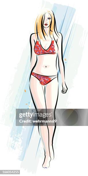 bikini - runway stock illustrations