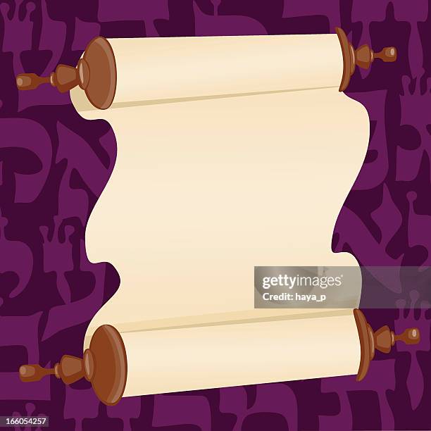 holy book scroll and background with text - bar mitzvah celebration stock illustrations