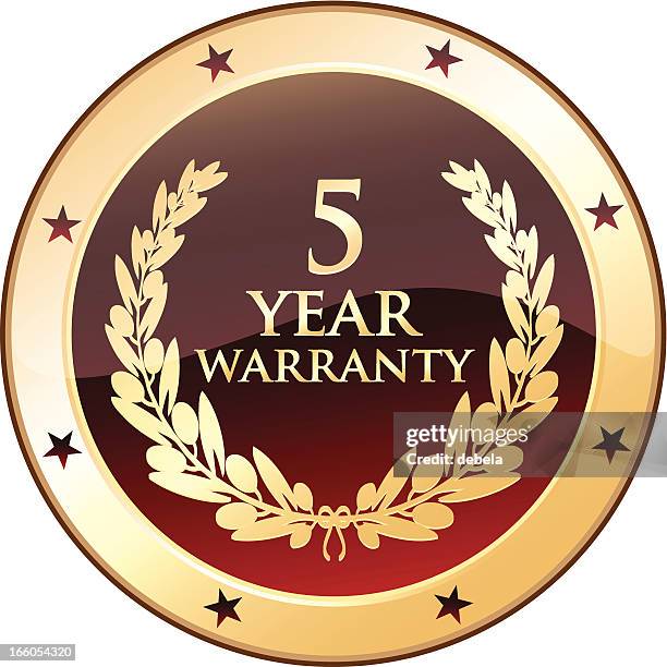 fünf jahre garantie shield - five year warranty stock-grafiken, -clipart, -cartoons und -symbole