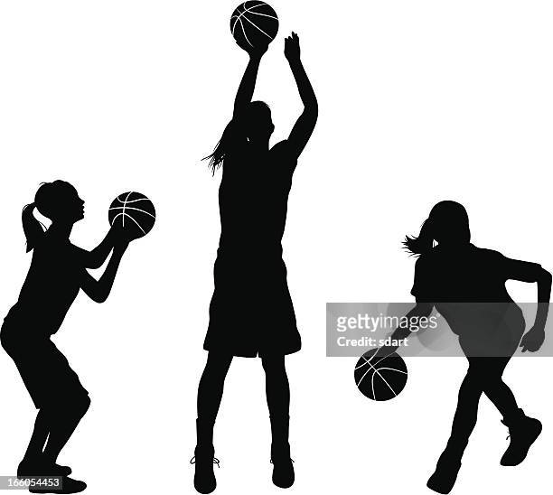 female basketball players - womens basketball stock illustrations