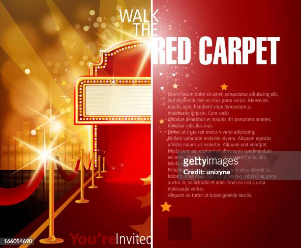 stockillustraties, clipart, cartoons en iconen met gold and red background template with room for text - awards red carpet
