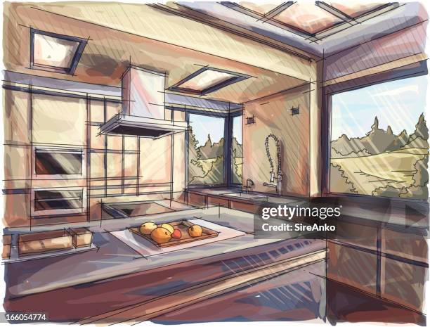 design - kitchen window stock illustrations