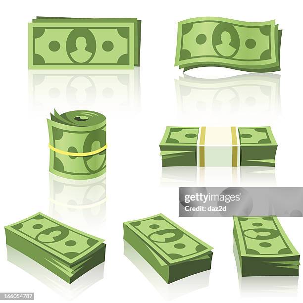 green geld-stacks - rolled up stock-grafiken, -clipart, -cartoons und -symbole